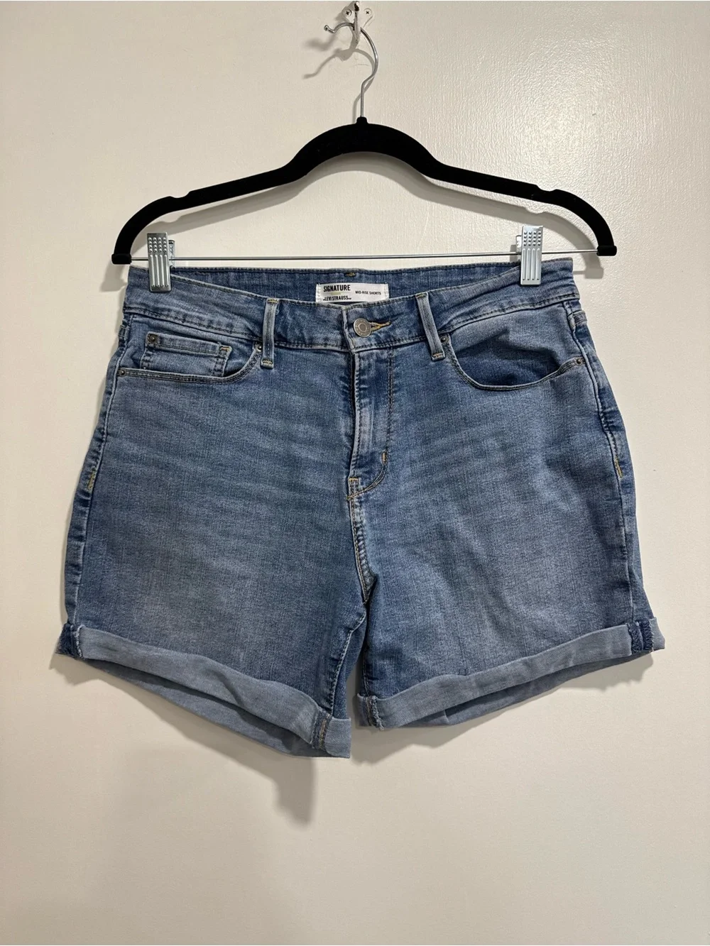 Signature by Levi Strauss Light Blue Rolled Hem Denim Shorts